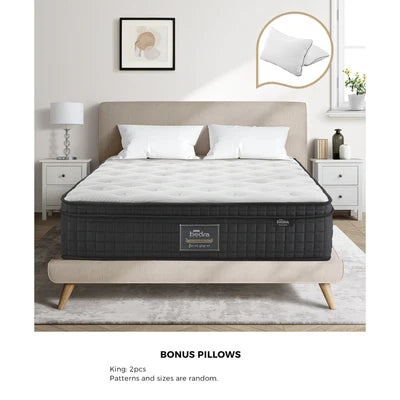 MAT-A22PL-OLIV-K Bedra King Mattress Cool Gel Foam Pocket Spring 34CM with Pillows
