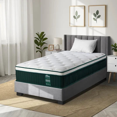 MAT-A28-VERD-KS Bedra King Single Mattress Pocket Spring Cool Gel Foam Medium Firm Euro Top