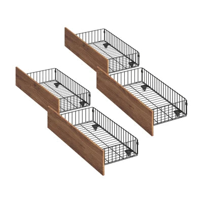 MBF-E-4DRAW-XL-BK Oikiture 4x Bed Frame Storage Drawers with Wheels Metal Brown