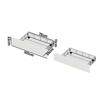 MBF-4DRAW-XL-WH Oikiture Bed Frame Trundle Storage Metal Drawers Set of 4 White