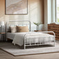 MBF-E-CAS-KS-WH Oikiture Bed Frame Metal Bed Base King Single Size Bed Platform White