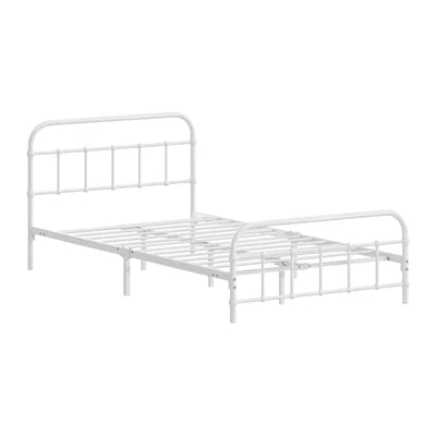 MBF-E-CAS-KS-WH Oikiture Bed Frame Metal Bed Base King Single Size Bed Platform White