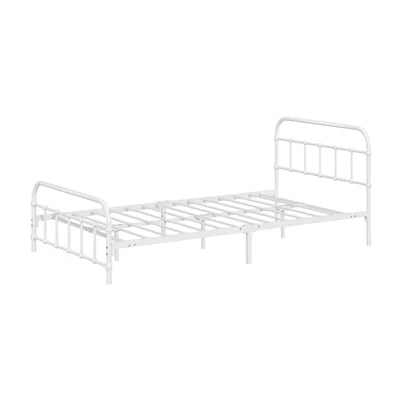 MBF-E-CAS-KS-WH Oikiture Bed Frame Metal Bed Base King Single Size Bed Platform White