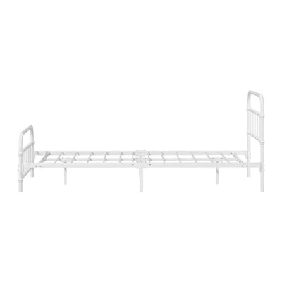 MBF-E-CAS-KS-WH Oikiture Bed Frame Metal Bed Base King Single Size Bed Platform White