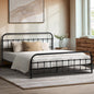 MBF-E-CAS-Q-BK Oikiture Metal Bed Frame Queen Size Bed Base Platform
