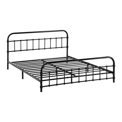 MBF-CAS-Q-BK Oikiture Metal Bed Frame Queen Size Railing-style Black