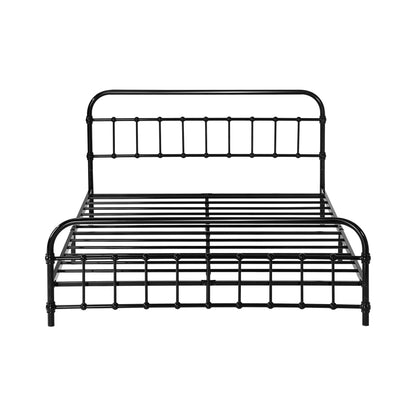 MBF-CAS-Q-BK Oikiture Metal Bed Frame Queen Size Railing-style Black