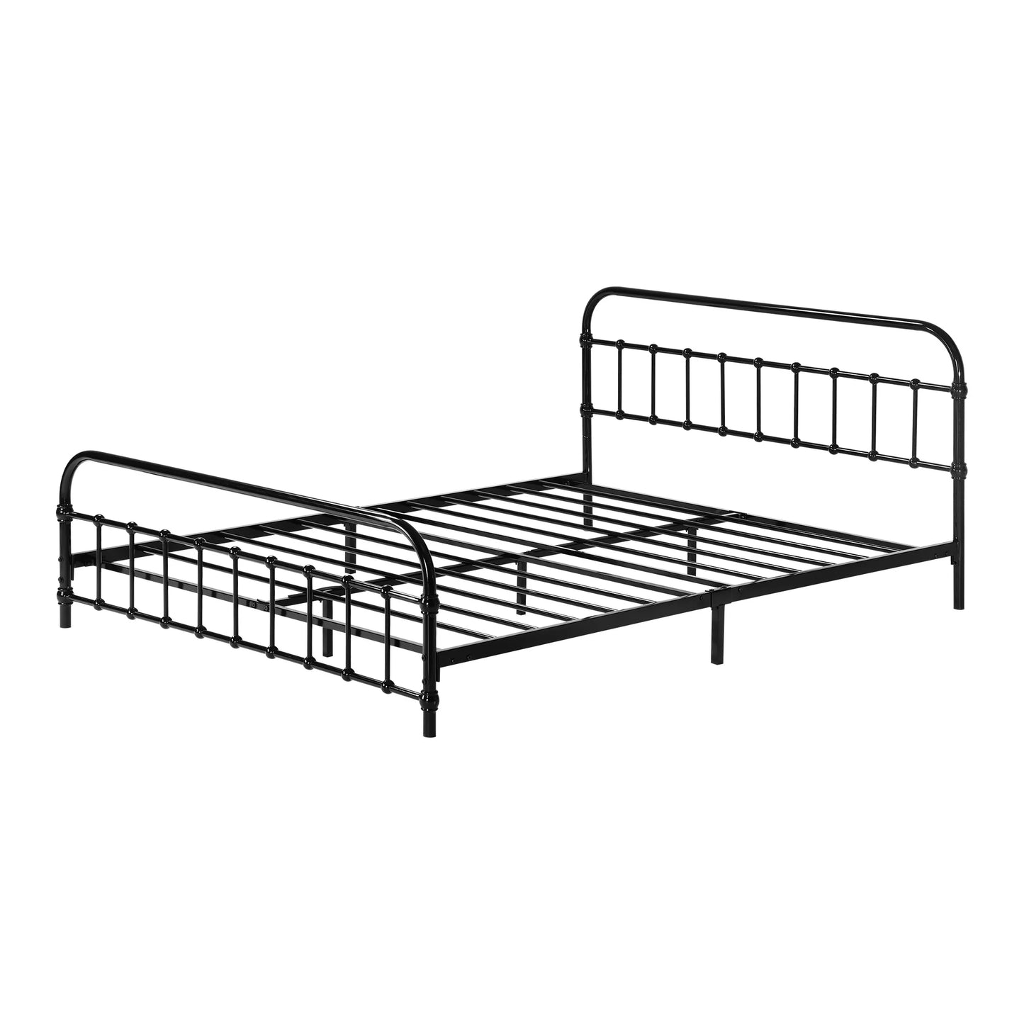 MBF-CAS-Q-BK Oikiture Metal Bed Frame Queen Size Railing-style Black