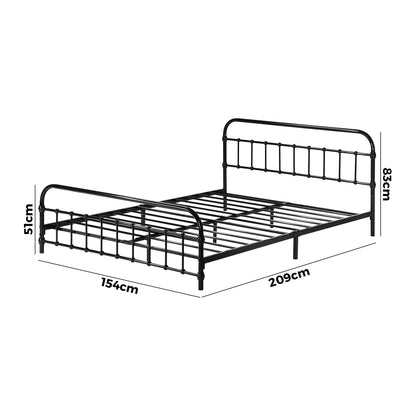 MBF-CAS-Q-BK Oikiture Metal Bed Frame Queen Size Railing-style Black