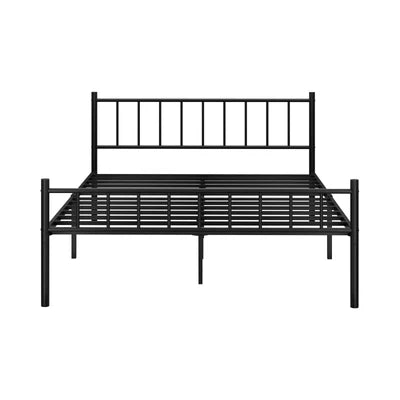 MBF-B-COMA-Q-BK Oikiture Bed Frame Queen Size Metal Base Platform Foundation Black