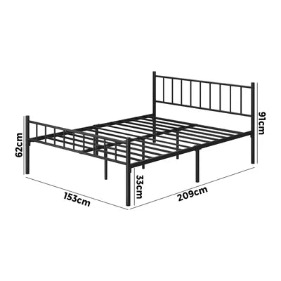 MBF-B-COMA-Q-BK Oikiture Bed Frame Queen Size Metal Base Platform Foundation Black