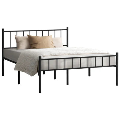 MBF-B-COMA-Q-BK Oikiture Bed Frame Queen Size Metal Base Platform Foundation Black