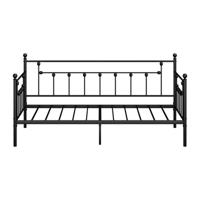 MBF-DB-WHIZZ-BK Oikiture Metal Daybed Frame Single Size Steel Slat Support Sofa Bed Black