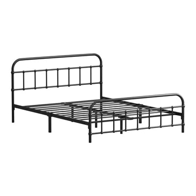 MBF-E-CAS-D-BK Oikiture Metal Bed Frame Double Size Bed Base Platform