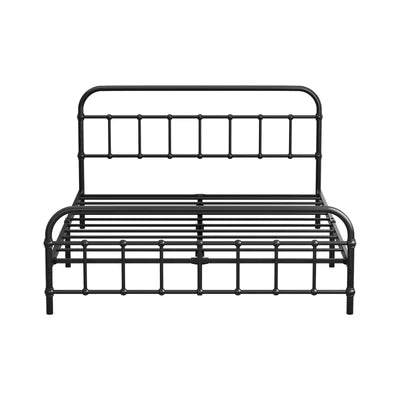 MBF-E-CAS-D-BK Oikiture Metal Bed Frame Double Size Bed Base Platform