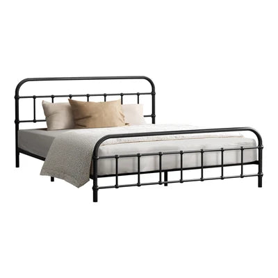 MBF-E-CAS-D-BK Oikiture Metal Bed Frame Double Size Bed Base Platform