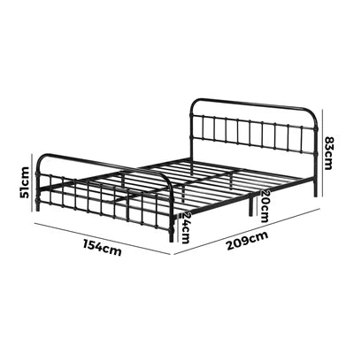 MBF-E-CAS-Q-BK Oikiture Metal Bed Frame Queen Size Bed Base Platform