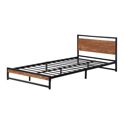 MBF-E-MODERN-S-BK Oikiture Metal Bed Frame Single Size Beds Base Platform Wood