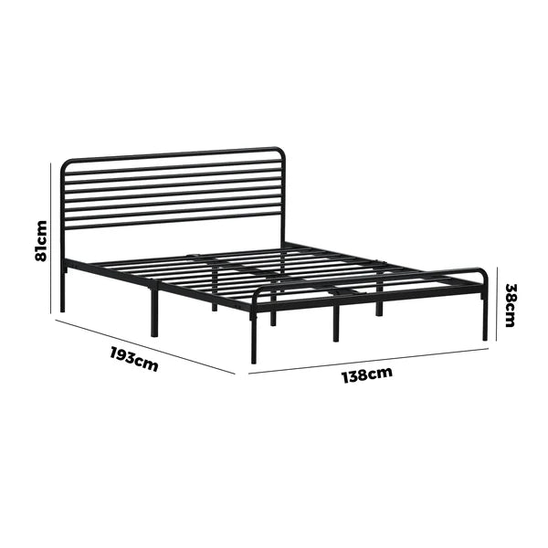 MBF-MOYA-D-BK Oikiture Double Metal Bed Frame Railing-style Black