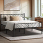 MBF-B-SIS-D-BK Oikiture Metal Bed Frame Double Size Bed Base Platform Black SIS