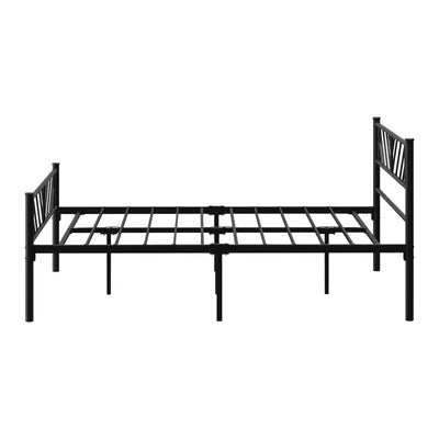 MBF-B-SIS-D-BK Oikiture Metal Bed Frame Double Size Bed Base Platform Black SIS