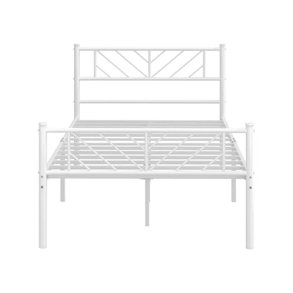 MBF-SIS-KS-WH Oikiture Metal Bed Frame King Single Size Metal Base Mattress Platform White