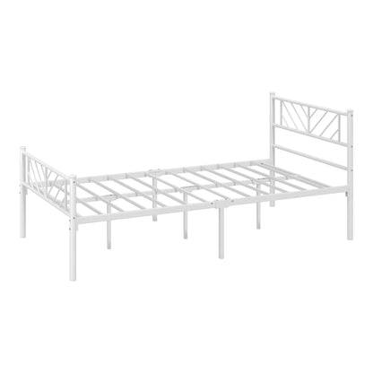 MBF-SIS-KS-WH Oikiture Metal Bed Frame King Single Size Metal Base Mattress Platform White