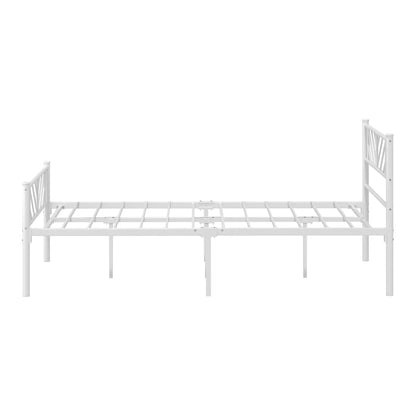 MBF-SIS-KS-WH Oikiture Metal Bed Frame King Single Size Metal Base Mattress Platform White