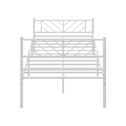 MBF-SIS-KS-WH Oikiture Metal Bed Frame King Single Size Metal Base Mattress Platform White