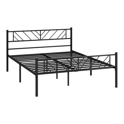 MBF-B-SIS-Q-BK Oikiture Metal Bed Frame Queen Size Bed Base Platform Black SIS