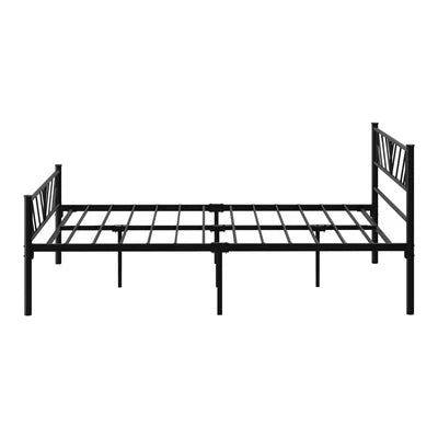 MBF-B-SIS-Q-BK Oikiture Metal Bed Frame Queen Size Bed Base Platform Black SIS