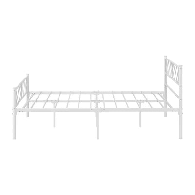 MBF-SIS-Q-WH Oikiture Metal Bed Frame Queen Size Metal Base Mattress Platform White