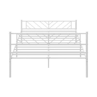 MBF-SIS-Q-WH Oikiture Metal Bed Frame Queen Size Metal Base Mattress Platform White
