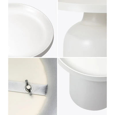 MF-ST-LATI-WH Oikiture Coffee Side Table Round Bedside Sofa Tea End Tables Steel Metal White