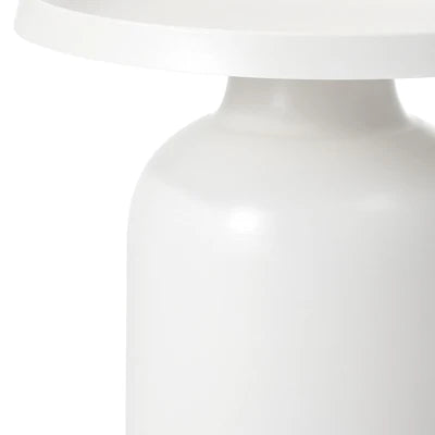 MF-ST-LATI-WH Oikiture Coffee Side Table Round Bedside Sofa Tea End Tables Steel Metal White