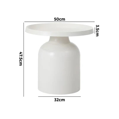 MF-ST-LATI-WH Oikiture Coffee Side Table Round Bedside Sofa Tea End Tables Steel Metal White