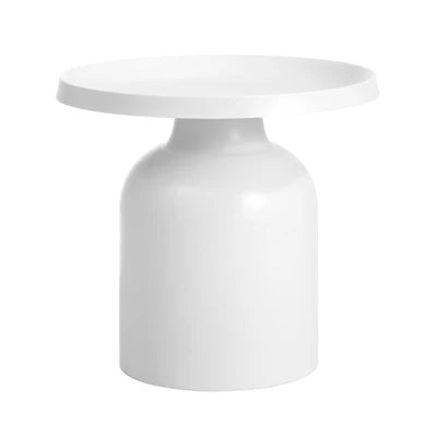MF-ST-LATI-WH Oikiture Coffee Side Table Round Bedside Sofa Tea End Tables Steel Metal White