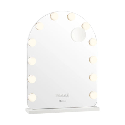 MM-6143ARH-4TR-WH Oikiture LED Arched Makeup Mirror Bluetooth Hollywood 61x43cm Vanity Wall Mirror