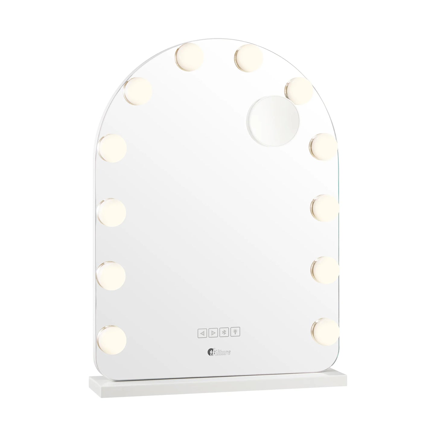 MM-6143ARH-4TR-WH Oikiture LED Arched Makeup Mirror Bluetooth Hollywood 61x43cm Vanity Wall Mirror