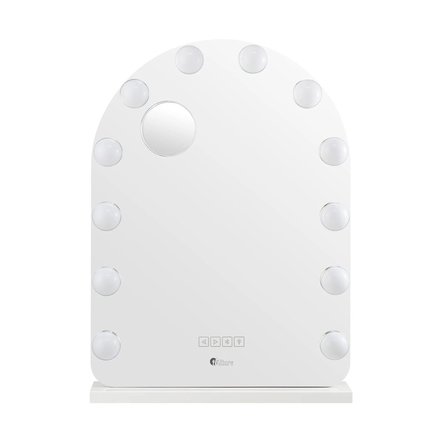 MM-6143ARH-4TR-WH Oikiture LED Arched Makeup Mirror Bluetooth Hollywood 61x43cm Vanity Wall Mirror
