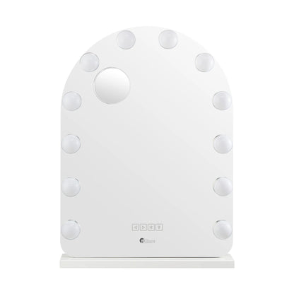MM-6143ARH-4TR-WH Oikiture LED Arched Makeup Mirror Bluetooth Hollywood 61x43cm Vanity Wall Mirror