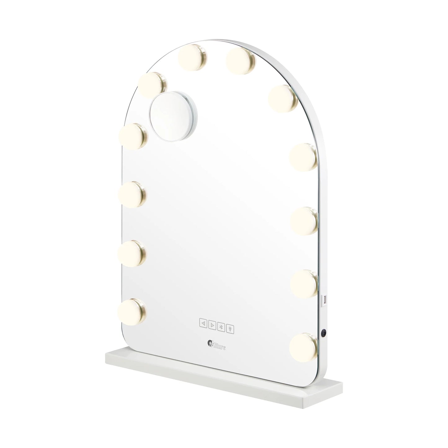 MM-6143ARH-4TR-WH Oikiture LED Arched Makeup Mirror Bluetooth Hollywood 61x43cm Vanity Wall Mirror