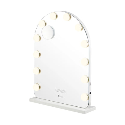 MM-6143ARH-4TR-WH Oikiture LED Arched Makeup Mirror Bluetooth Hollywood 61x43cm Vanity Wall Mirror