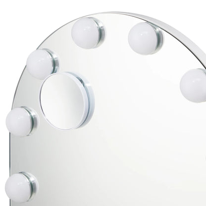 MM-6143ARH-4TR-WH Oikiture LED Arched Makeup Mirror Bluetooth Hollywood 61x43cm Vanity Wall Mirror