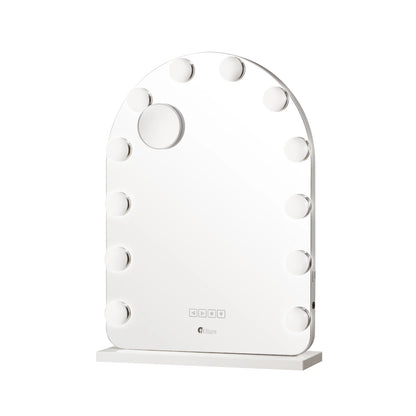 MM-6143ARH-4TR-WH Oikiture LED Arched Makeup Mirror Bluetooth Hollywood 61x43cm Vanity Wall Mirror