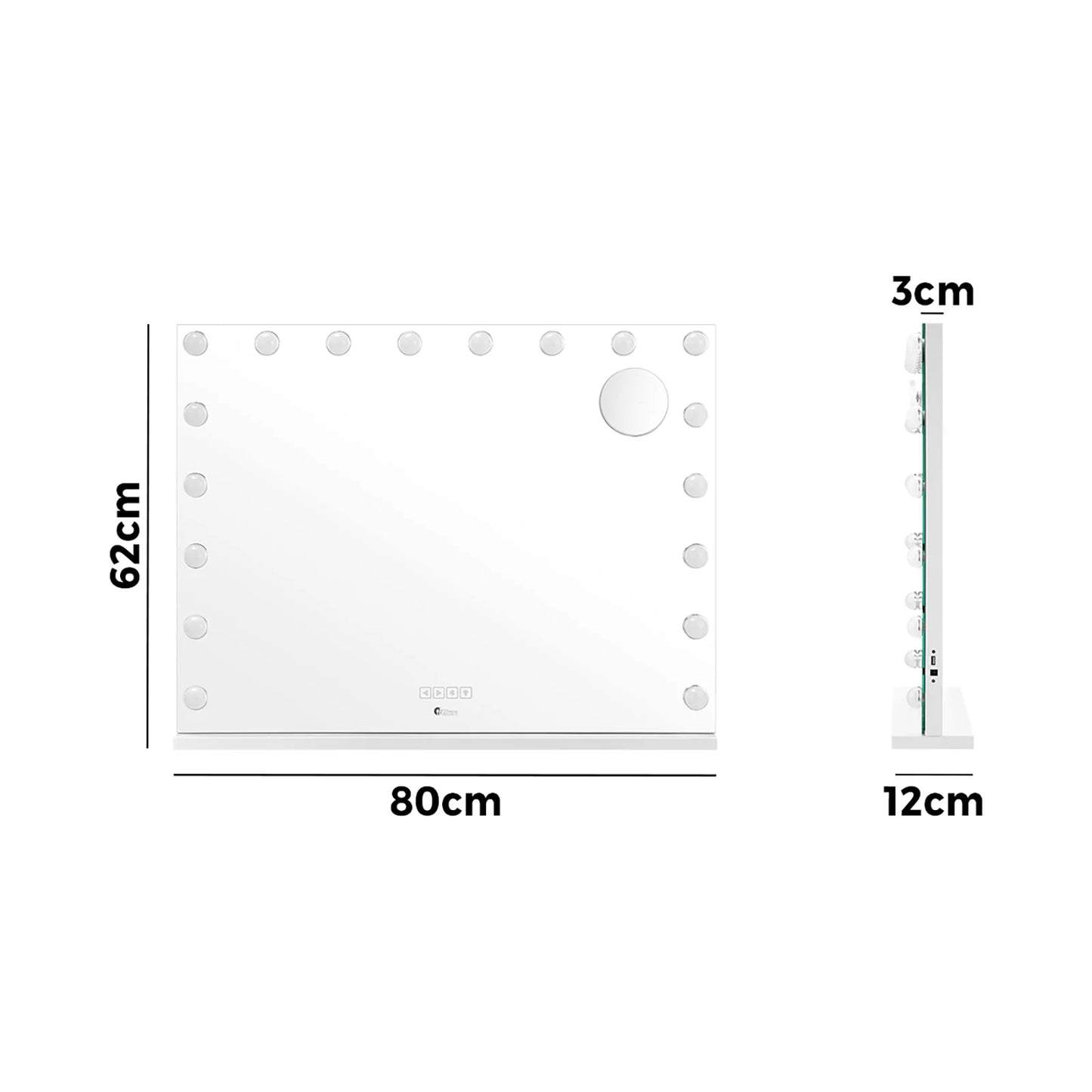 MM-8058BT-4CTR-WH Bluetooth Hollywood Makeup Mirrors with LED Light 80x58cm Vanity Mirror