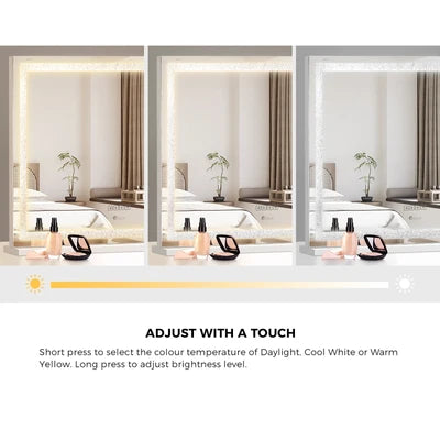 MM-8060CRST-4TR-WH Oikiture Bluetooth Hollywood LED Makeup Mirror 80x62cm Crystal Vanity Mirrors