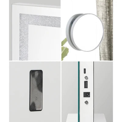 MM-8060CRST-4TR-WH Oikiture Bluetooth Hollywood LED Makeup Mirror 80x62cm Crystal Vanity Mirrors