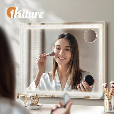 MM-8060CRST-4TR-WH Oikiture Bluetooth Hollywood LED Makeup Mirror 80x62cm Crystal Vanity Mirrors