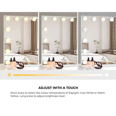 MM-9060BT-4CTR-WH Oikiture Bluetooth Hollywood Makeup Mirror 16 LED Light 90x62cm Vanity Mirrors